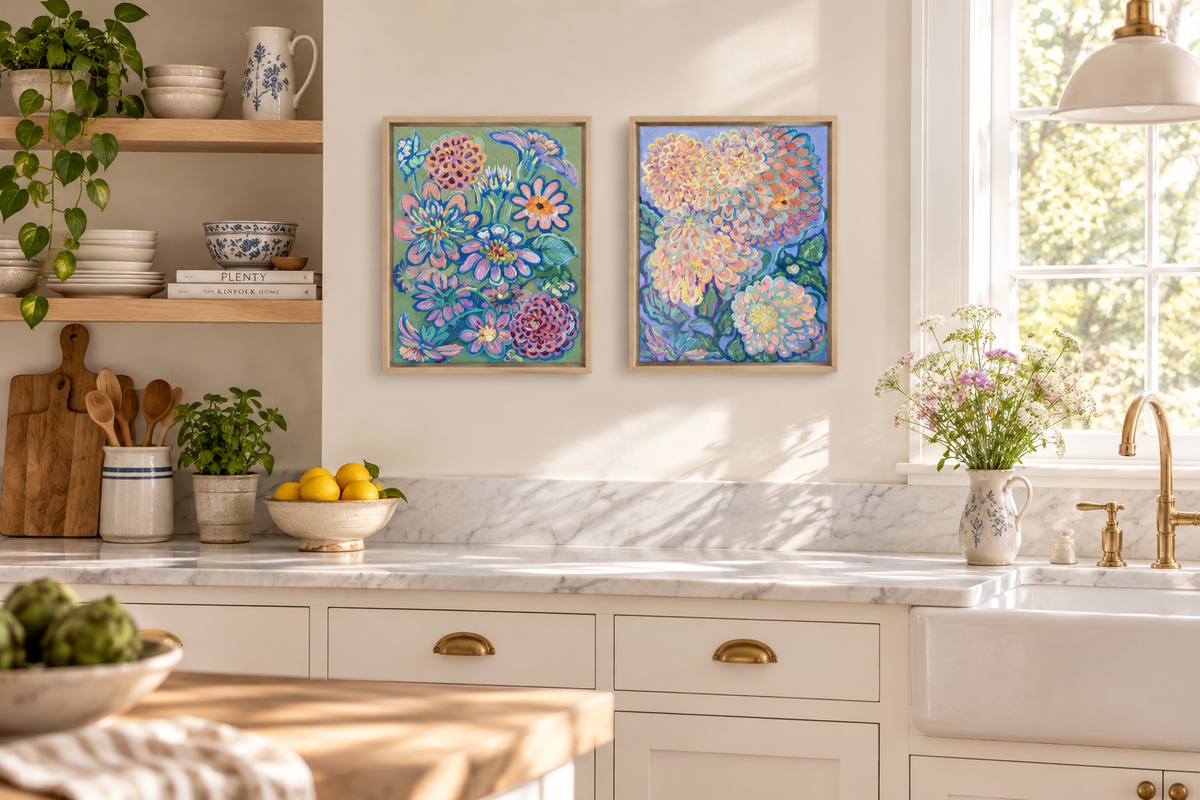 Zinnia & Chrysanthemum Kitchen Mockup